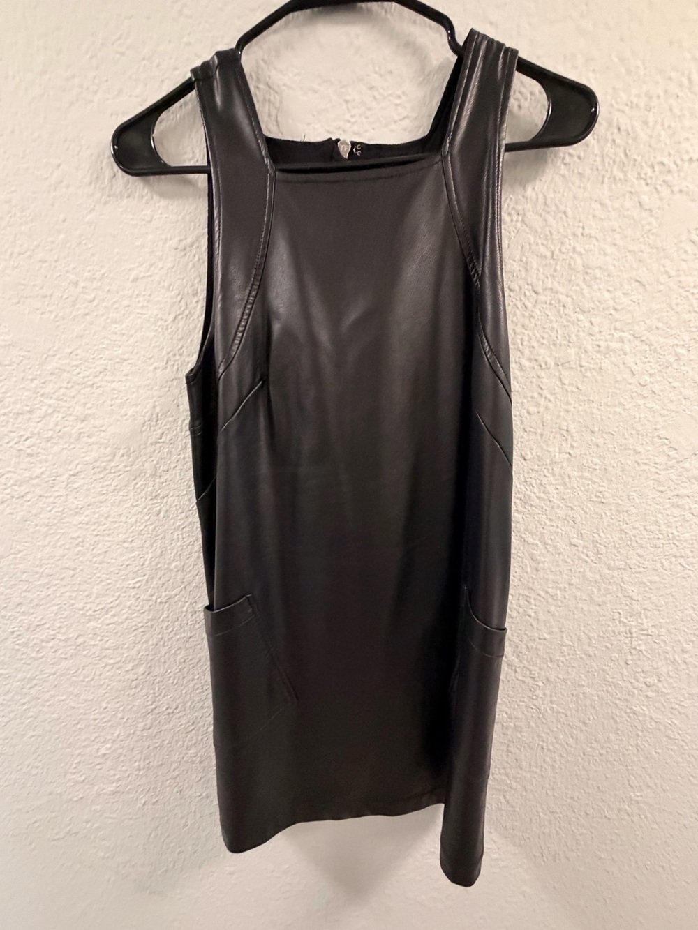 Anthropology Maeve Black Faux Leather Mini Shift Dress - Picture 2 of 4